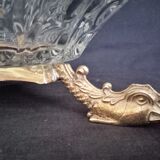 Glass centerpiece, bronze base in the shape of fish