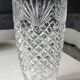 Vase vintage en Cristal de Bohème. Design stylé à motifs géométriques. Boho-chic. Haut 24,5 cm