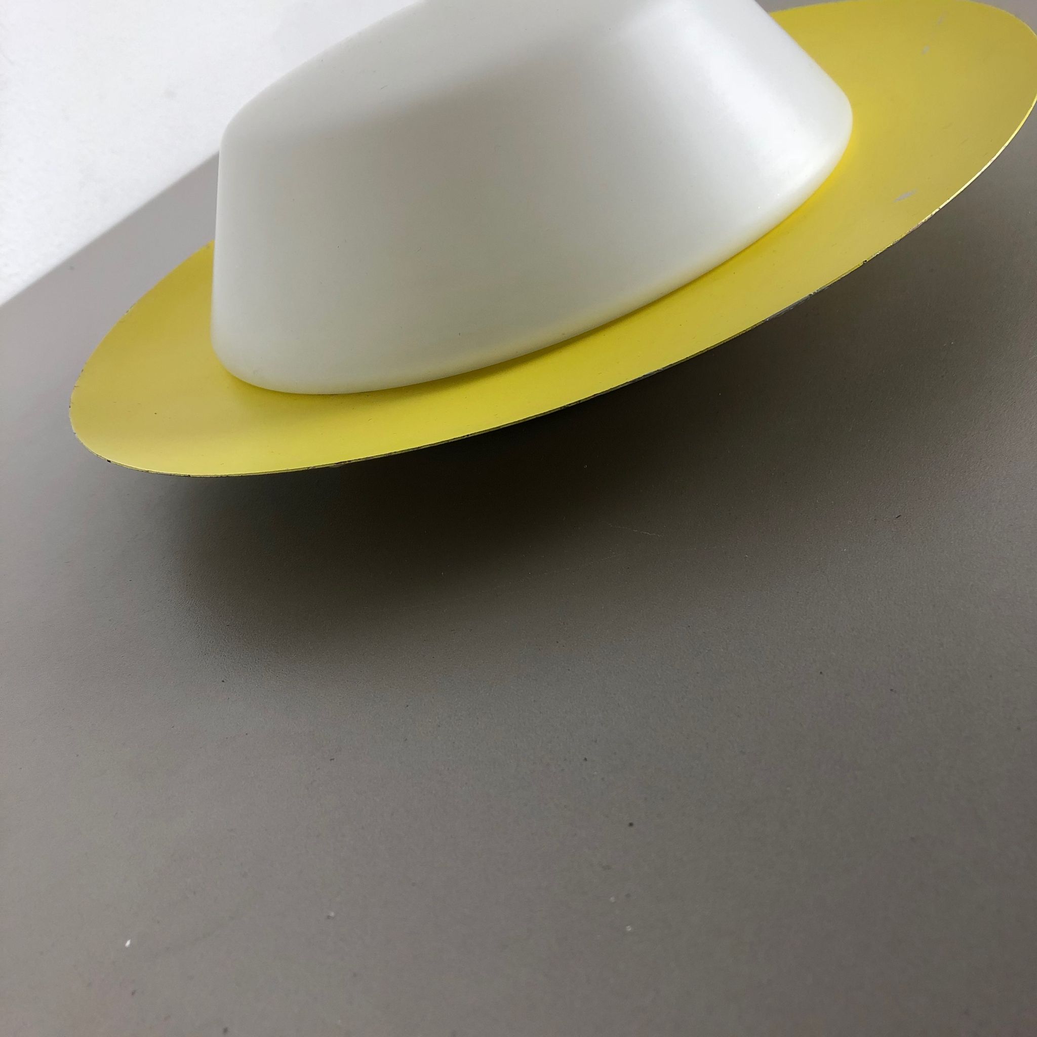 Metal opaline glass wall light, yellow, Italy, 1960s