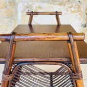 Table d'appoint avec porte revues vintage Rotin Bambou 1970s