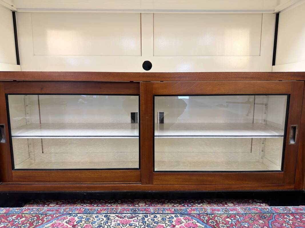 Large Classic English Art Deco Bookcase Library Cabinet