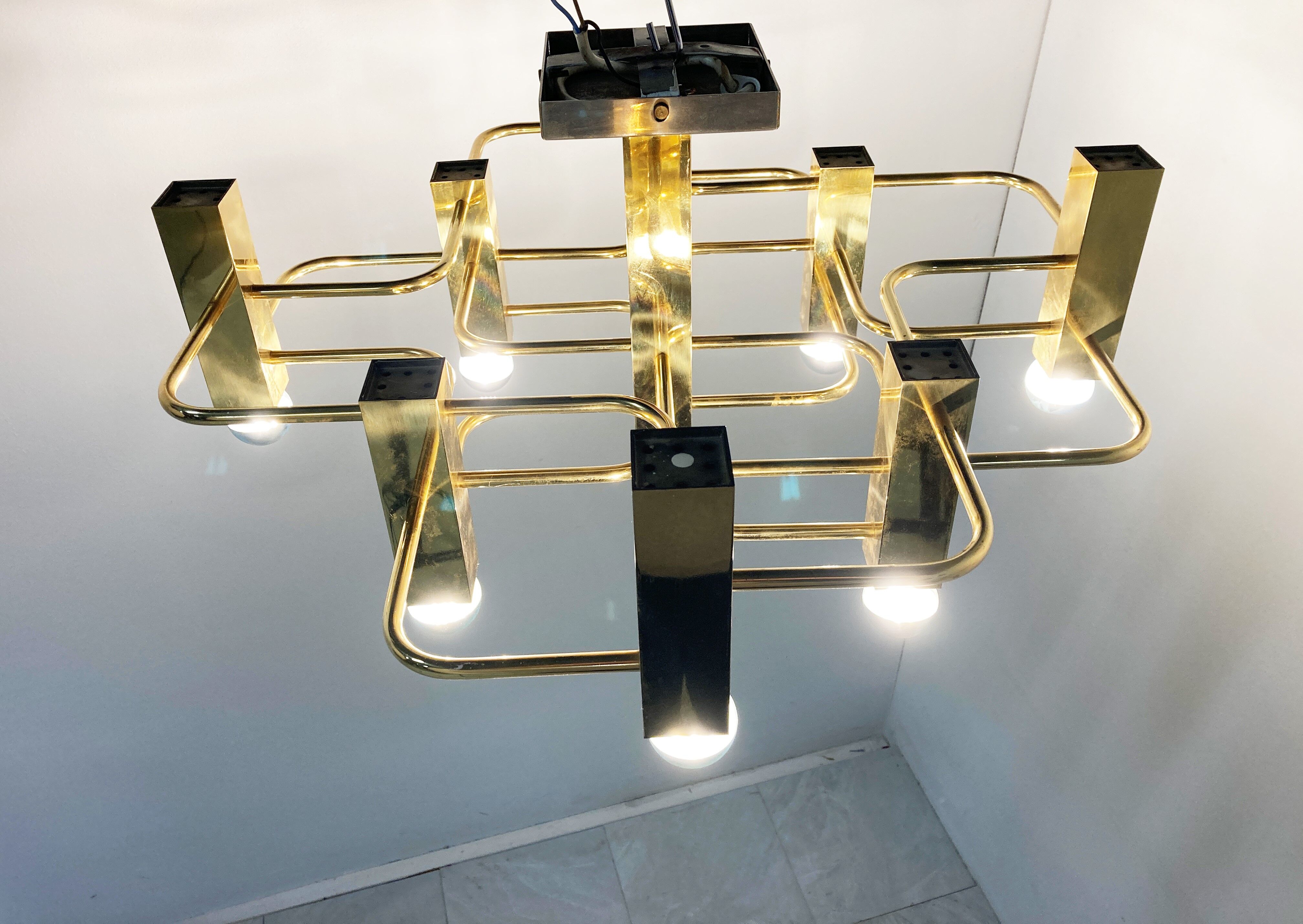 Brass chandelier from Sciolari, 1970s