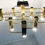 Lustre en laiton de chez Sciolari, années 1970