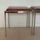 Pair of vintage stackable stools in faux leather and chrome - 70s