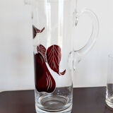 Carafe service and glass with orangeade or bohemian crystal water