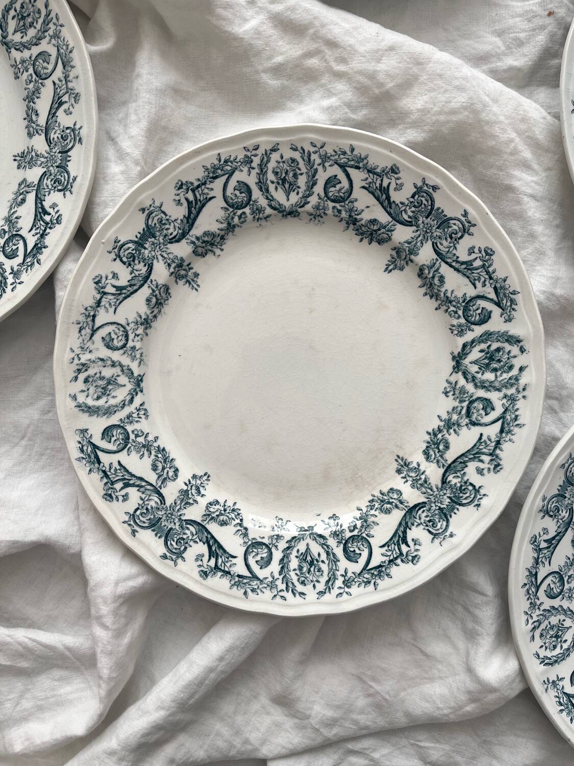 12 flat ironware plates “Louis XVI” Saint Amand and Hamage