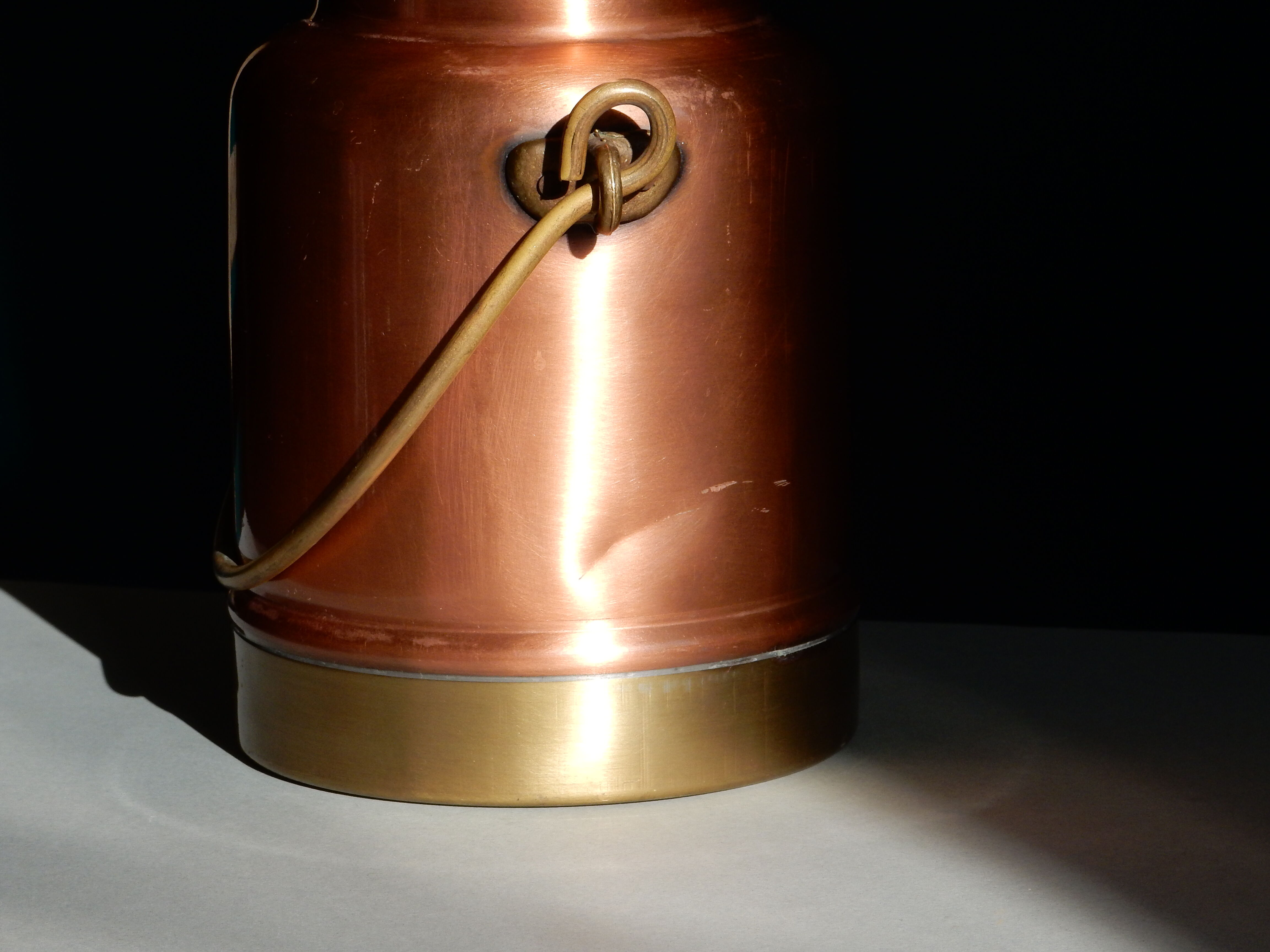 Copper and brass milk pot