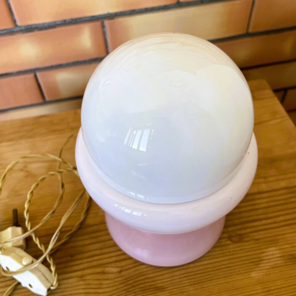Space Age pink opaline glass table lamp