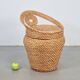 Vintage Straw and Wicker Stool with Storage Basket, 1960s