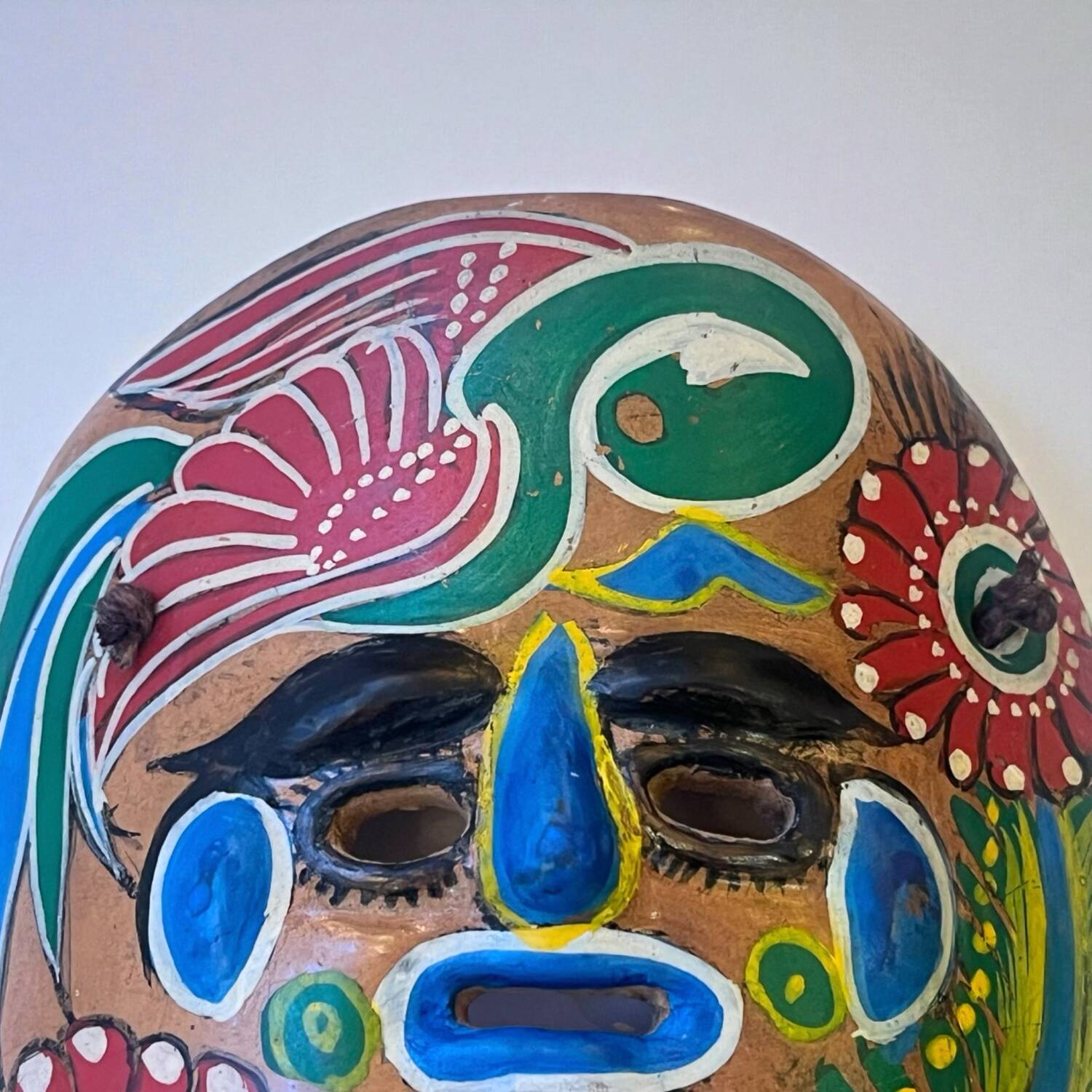 Mexican mask in colored terracotta, 1970s, Mexican