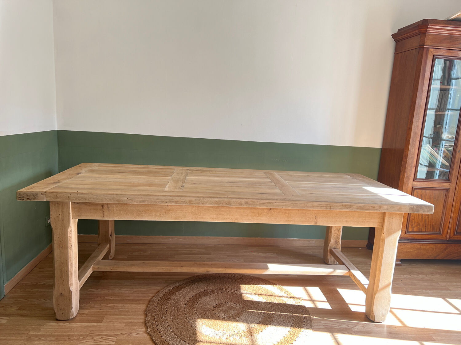 Large farmhouse table in solid oak – 230 cm