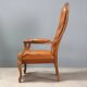 Antique walnut and leather armchairs, Italy, 20th century
