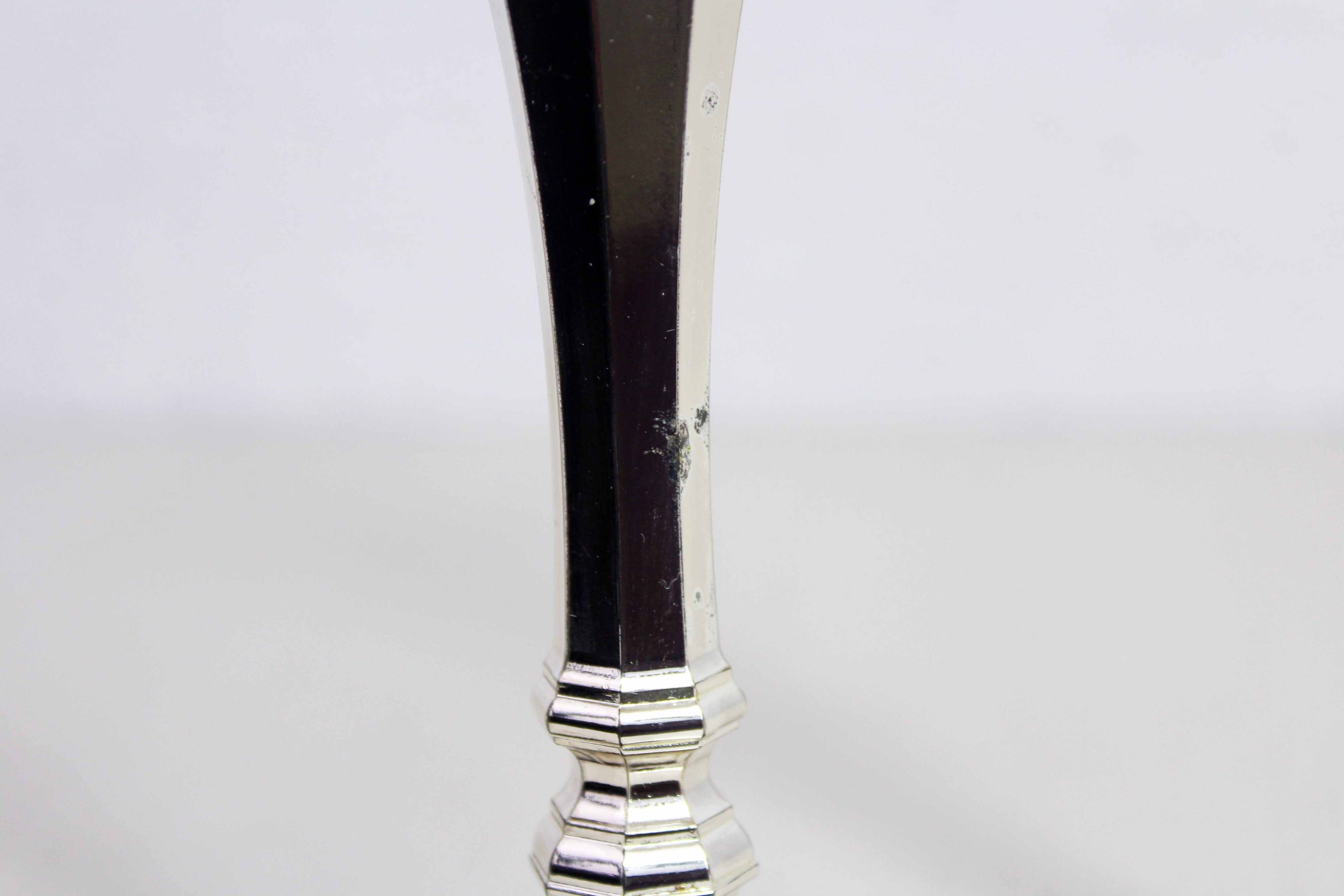 Pair of silver-plated metal candlesticks, BMF 1960