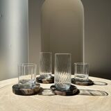 Set of 4 fossilized wooden coasters