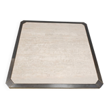 Vintage belgochrom 23kt gold and travertine coffee table , 1970s