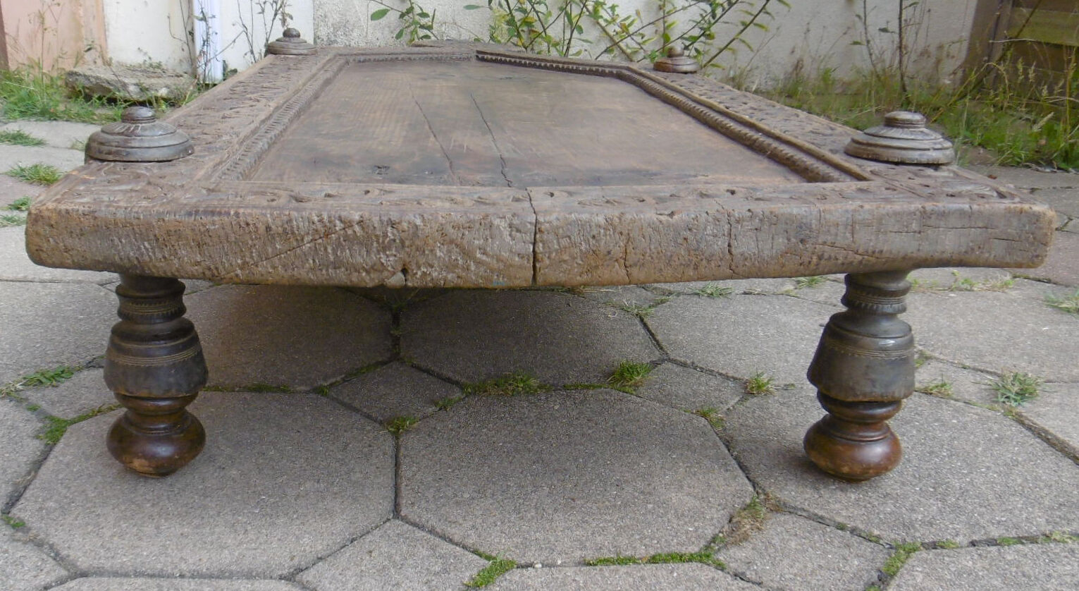 Ancient indian coffee table - massive teak