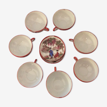 Ensemble de 8 anciennes tasses porcelaine fine japon et 2 sous tasses