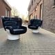 2x Joe Colombo Elda LONGHI Chair Black leather, White fiberglass