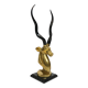 Sculpture en laiton et marbre de la tête d'antilope koudou des années 1970