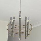 Brass and Chrome Sputnik Chandelier by Sciolari, Italy, 1960s