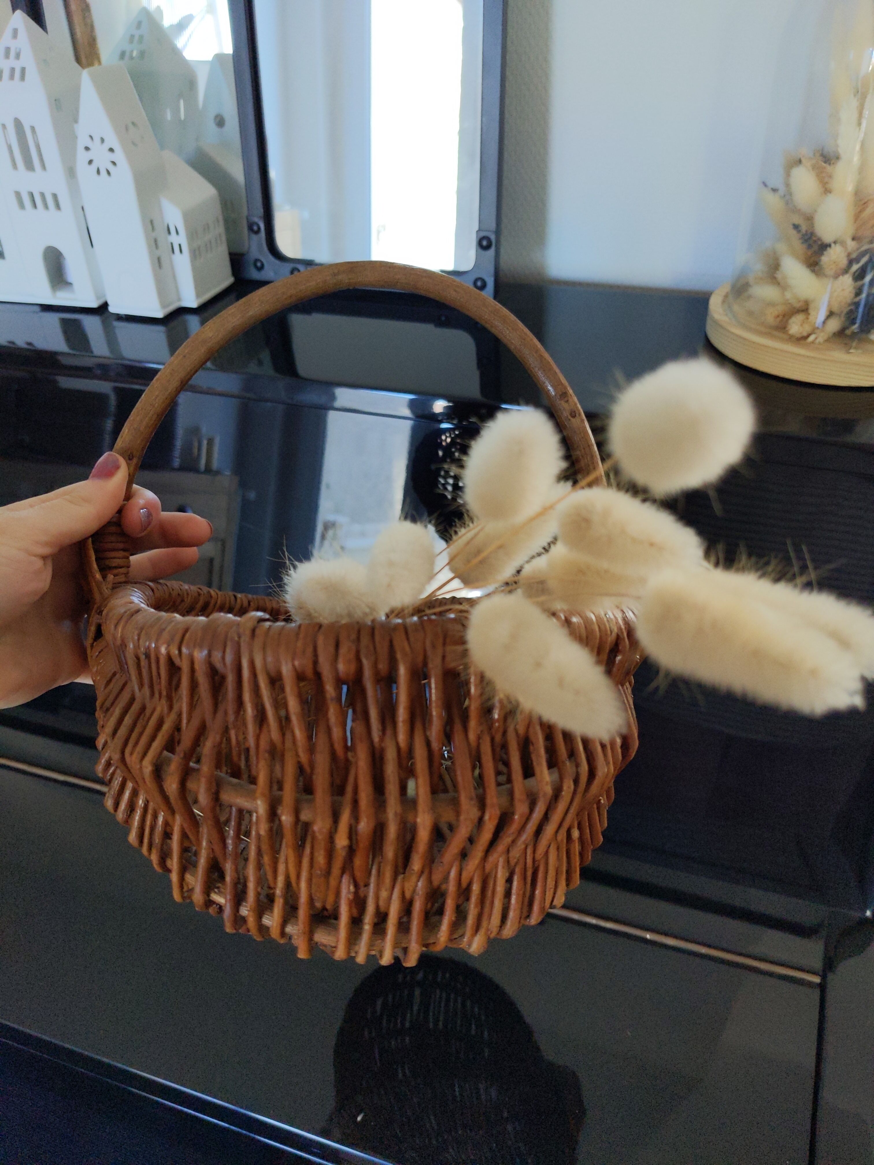 Old vintage rattan basket retro