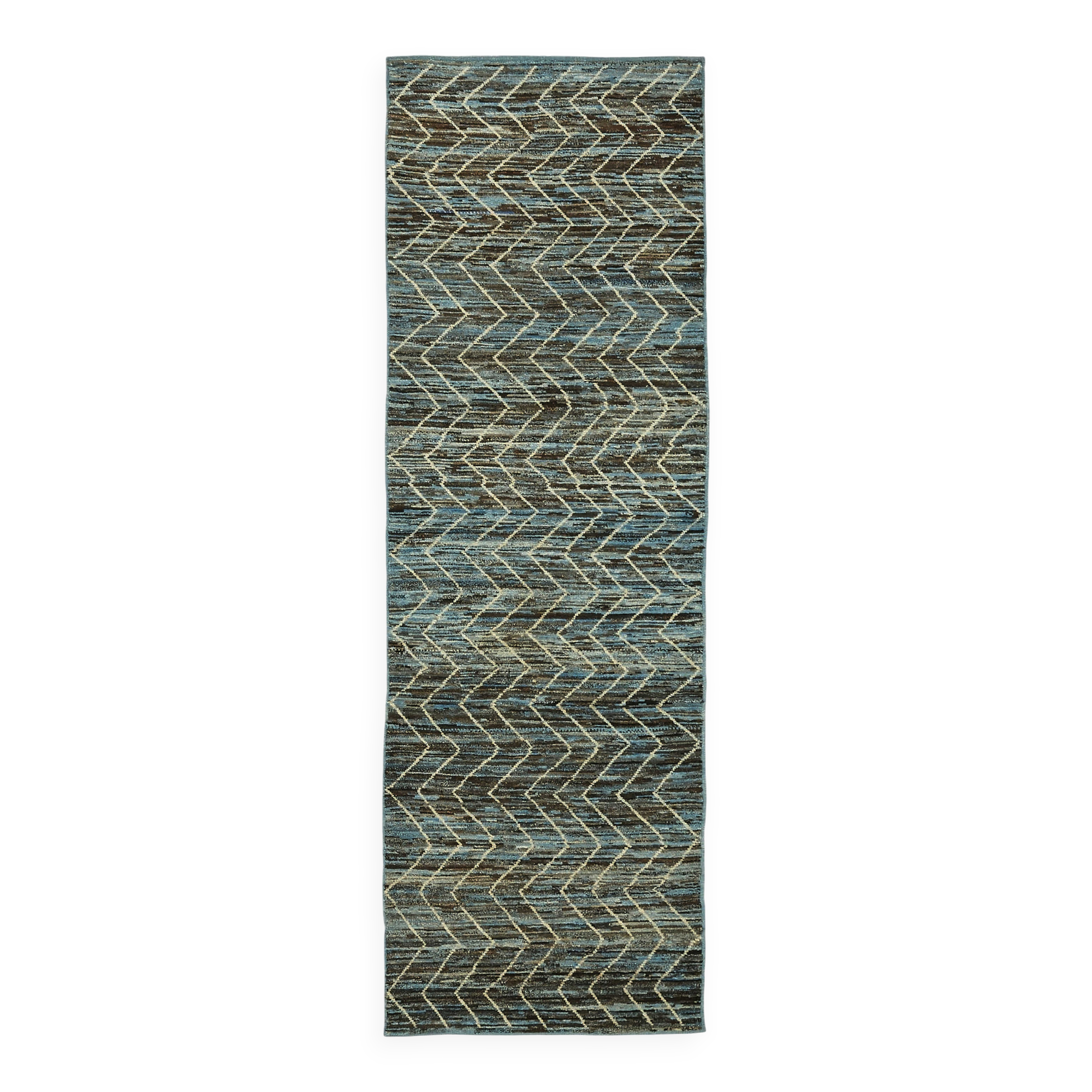 Handmade Tribal Decorative 90 cm x 290 cm Blue Wool Runner Carpet
