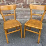 Pair of curved wooden bistro chairs