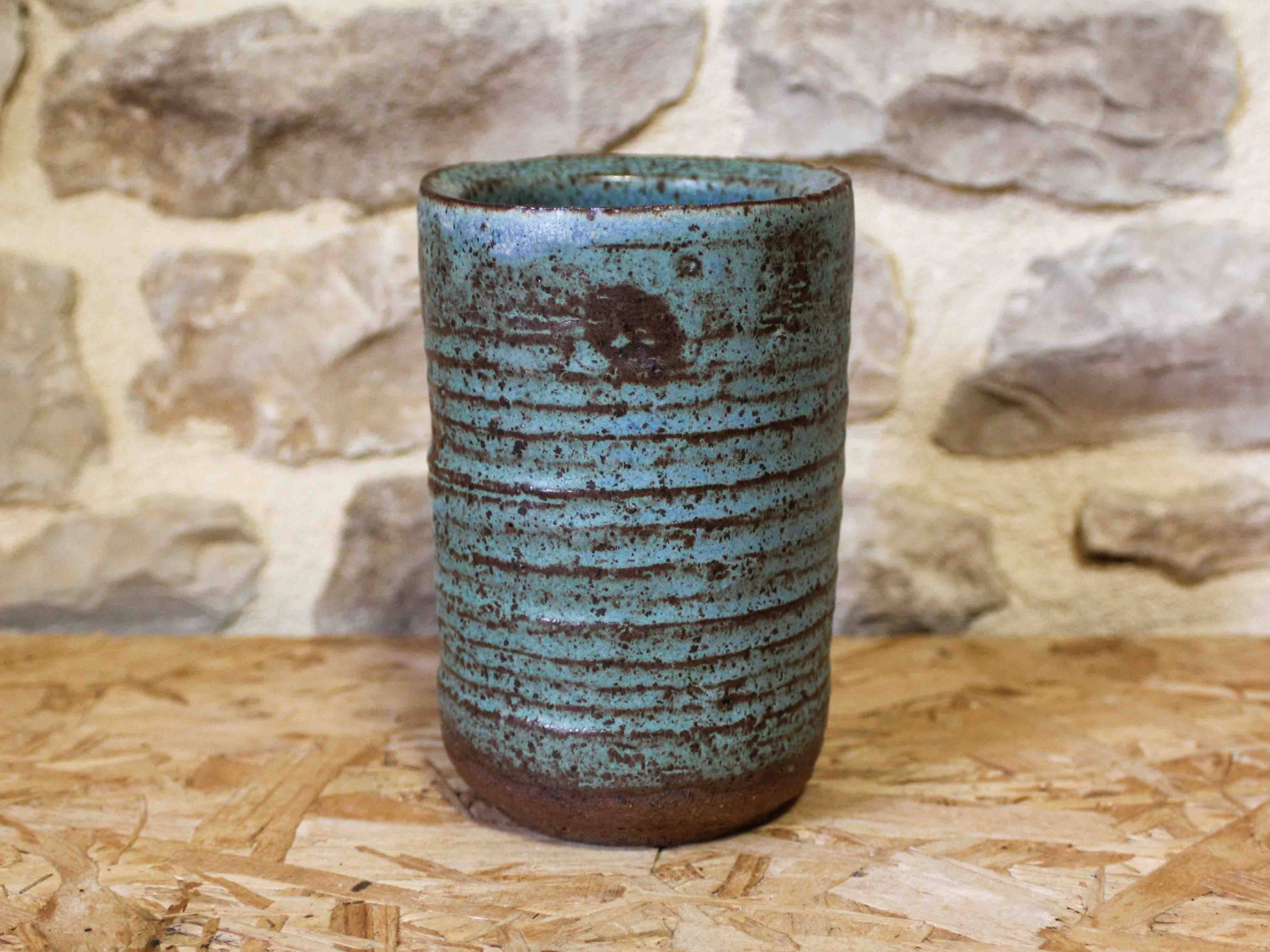 Turned glazed stoneware vase