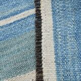 8x12 Light Blue & Off White Large Kilim Rug, 260x361Cm