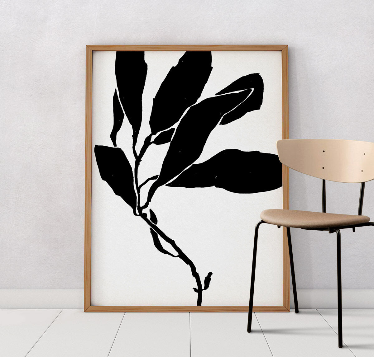 Botanical illustration in black, 50x70