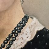 Oil on canvas portrait, vintage, bohemian countryside decoration.