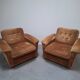 Pair of Mid-Century Modern Czech Lounge Armchairs with Rolling Casters