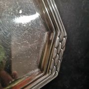 Art Deco silver metal tray with Orbrille house hallmarks