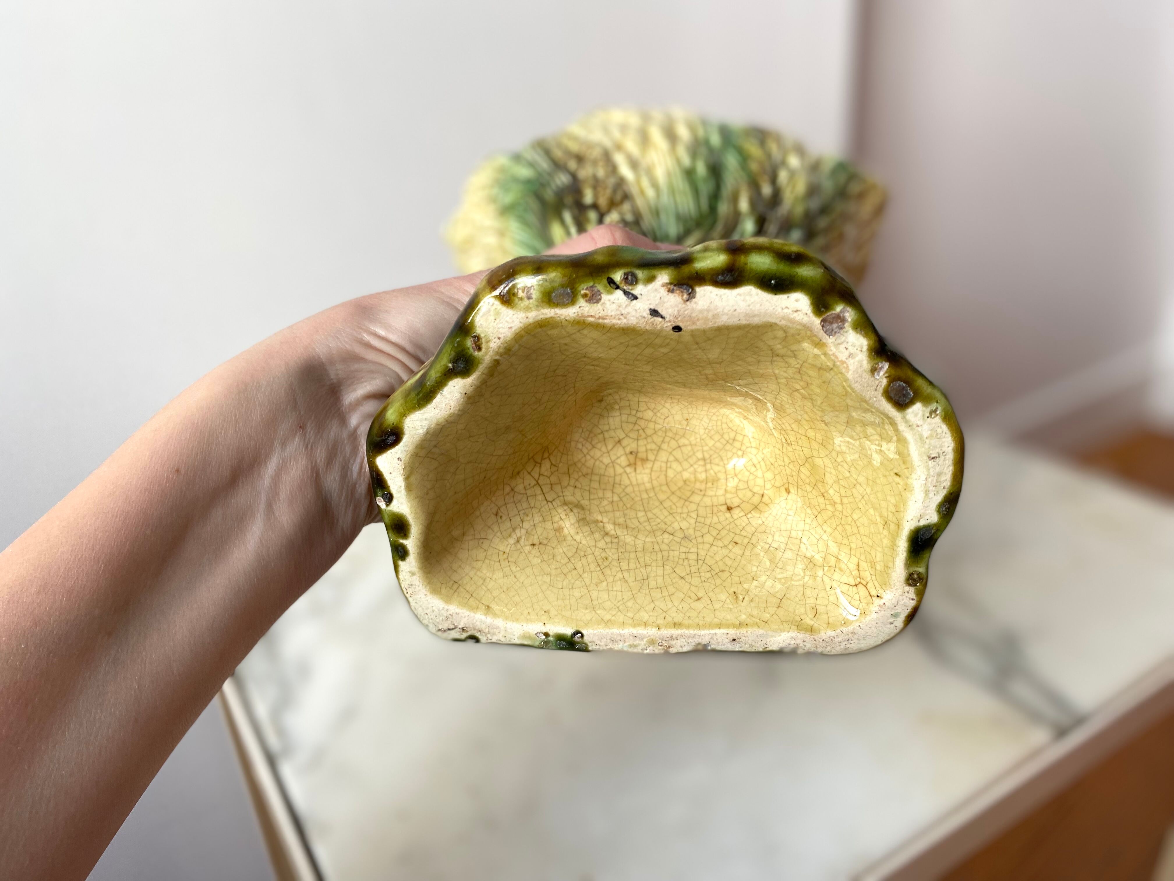 Slip vase majolica sheaves of wheat 30s vintage