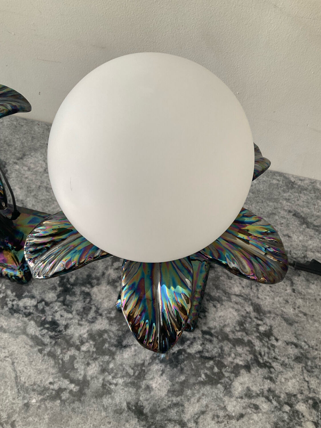 Pair of palm tree lamps in Italian ceramic from the 1970s.