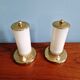Pair of Mid-century bedside lamps in brass and opaline, 1950.