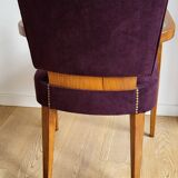Pair of Bridge armchairs, aubergine velvet