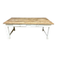 Farm table with off-white legs.
