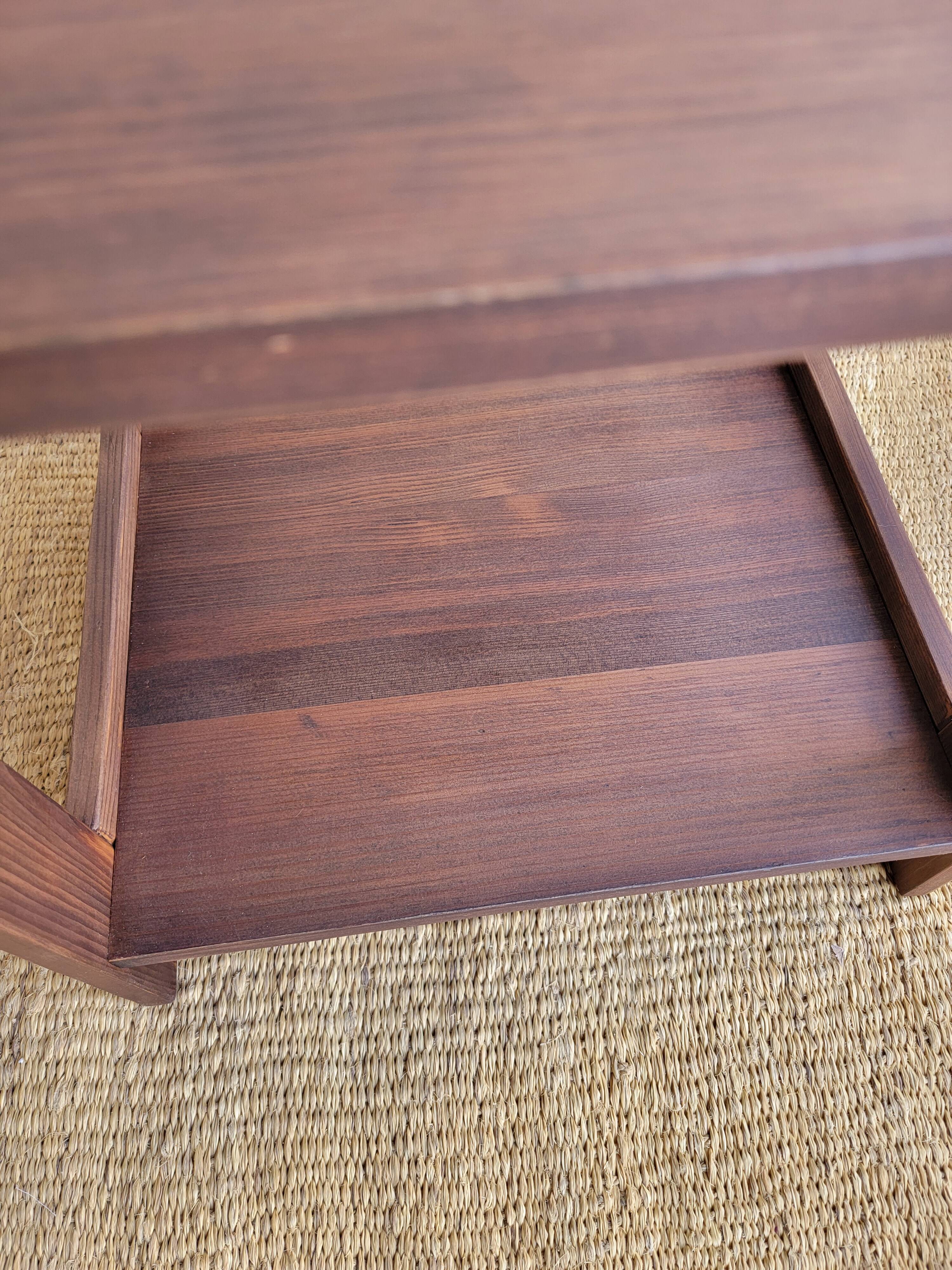 Dark wood bedside table - mid-century modern style