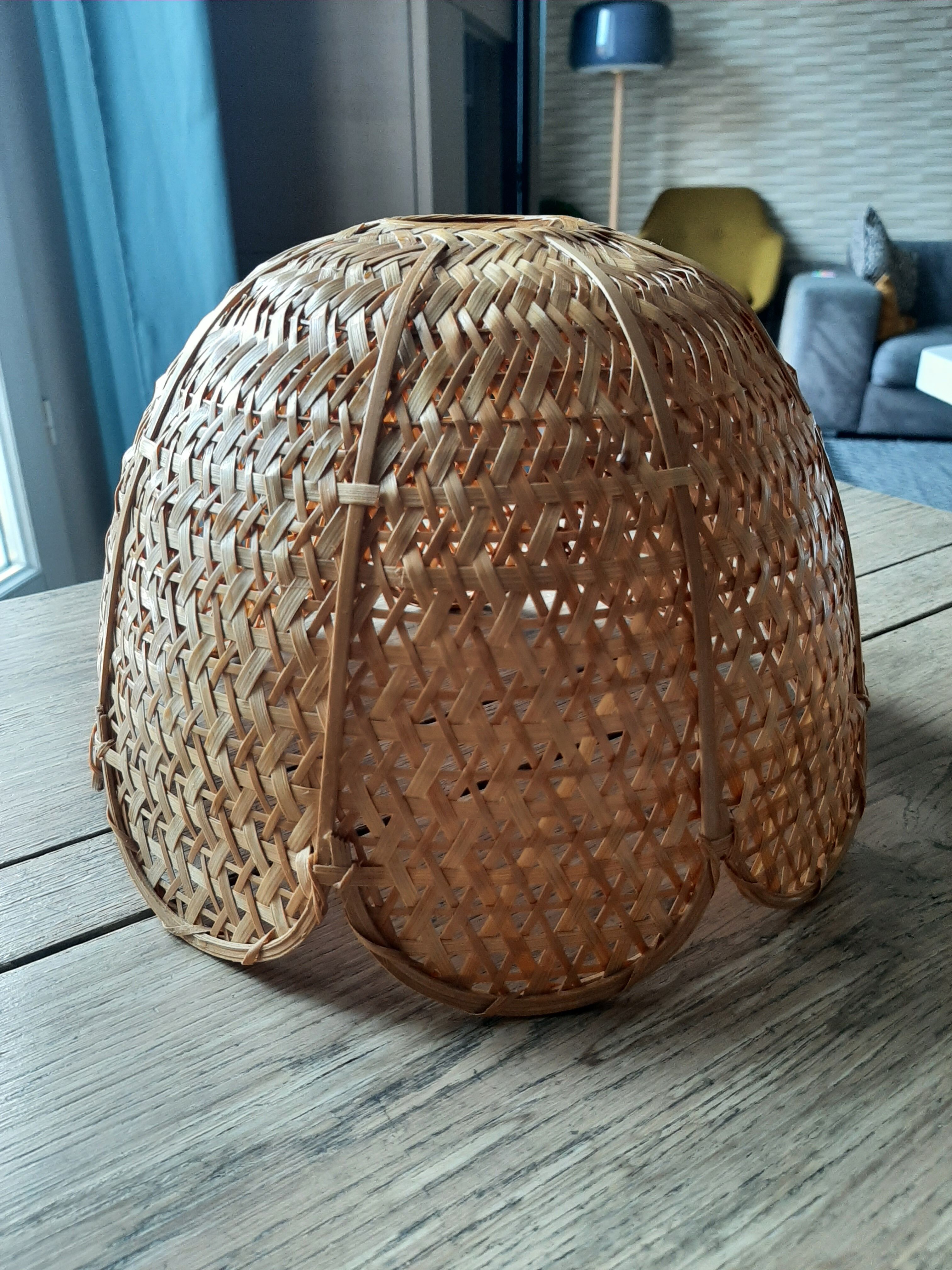 Vintage lampshade wicker braided varnished