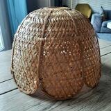 Vintage lampshade wicker braided varnished