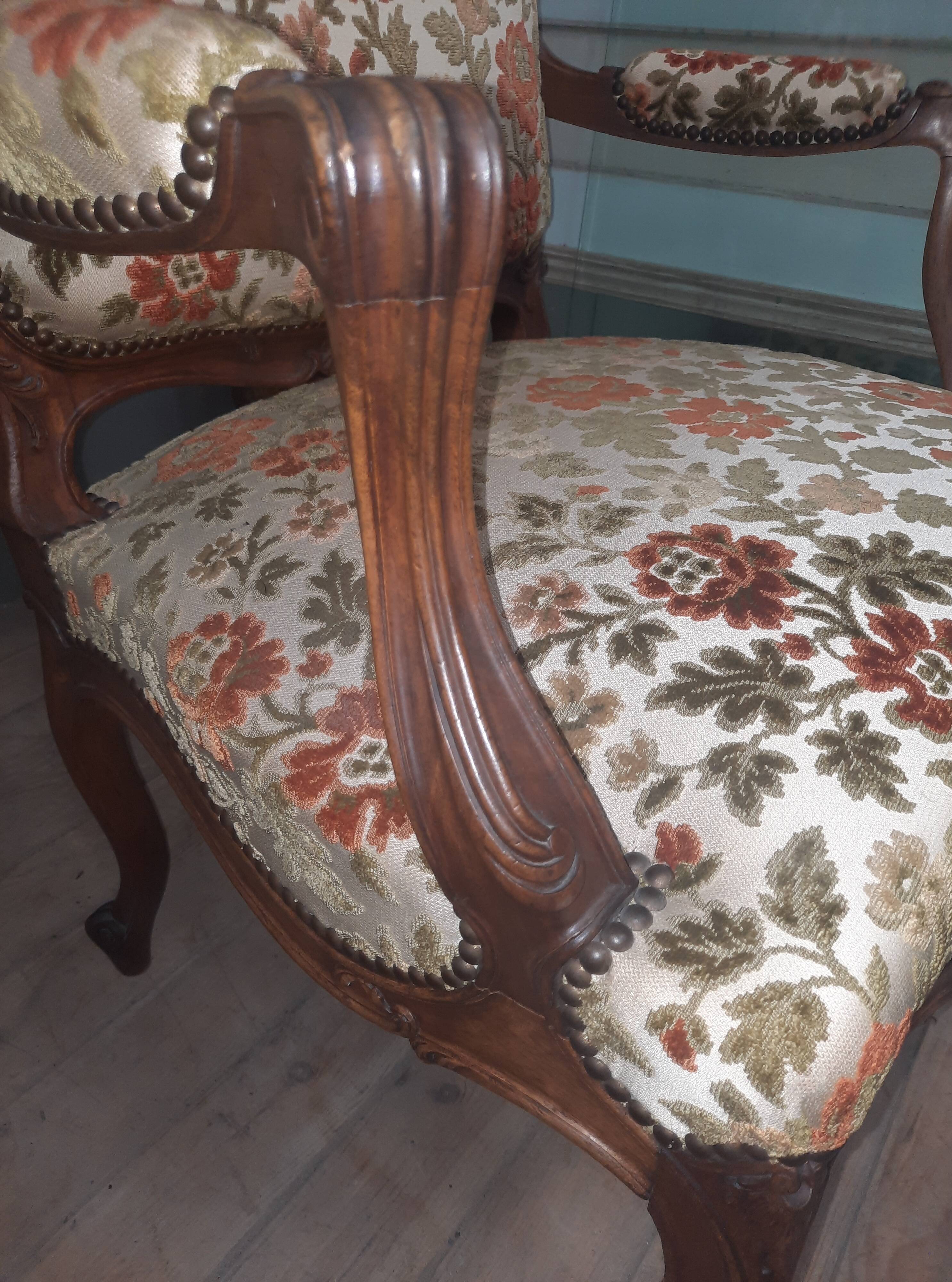 Pair of large Louis XV style armchairs