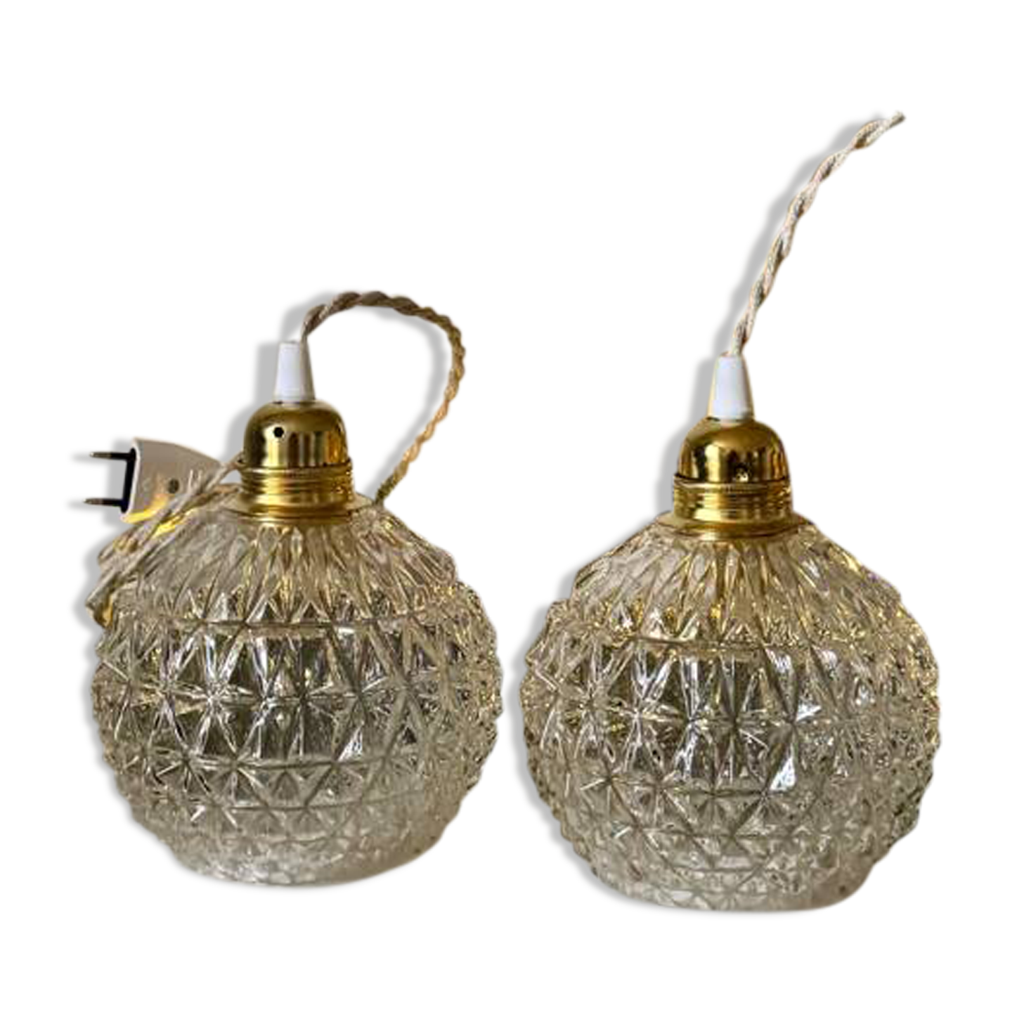 Pair of cut glass lanterns