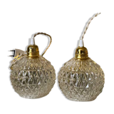 Pair of cut glass lanterns