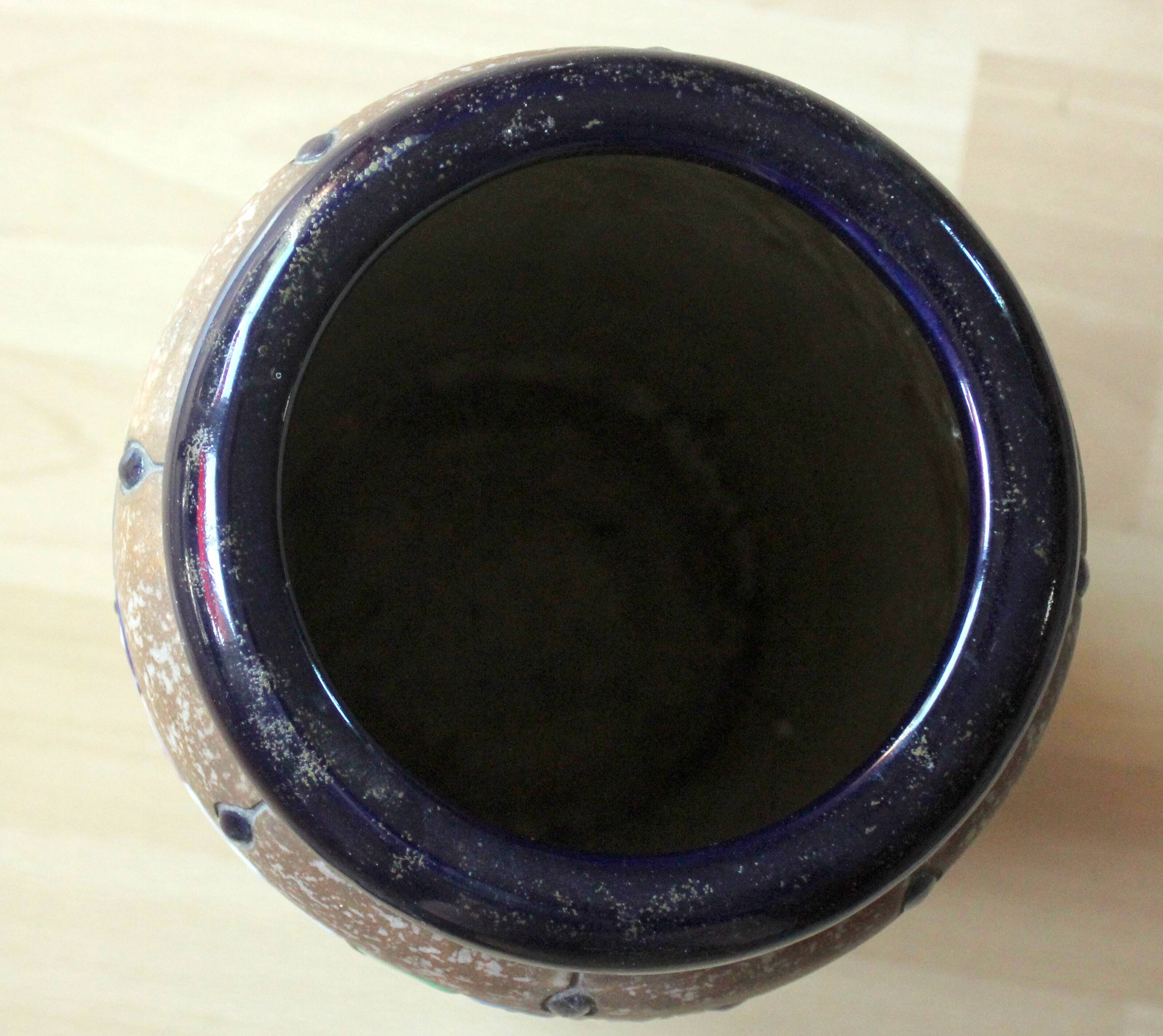 Handmade marked ceramic floor vase, vintage from the 70s