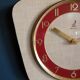 Clock formica vintage wall clock silent trapeze "Jaz yellow red"