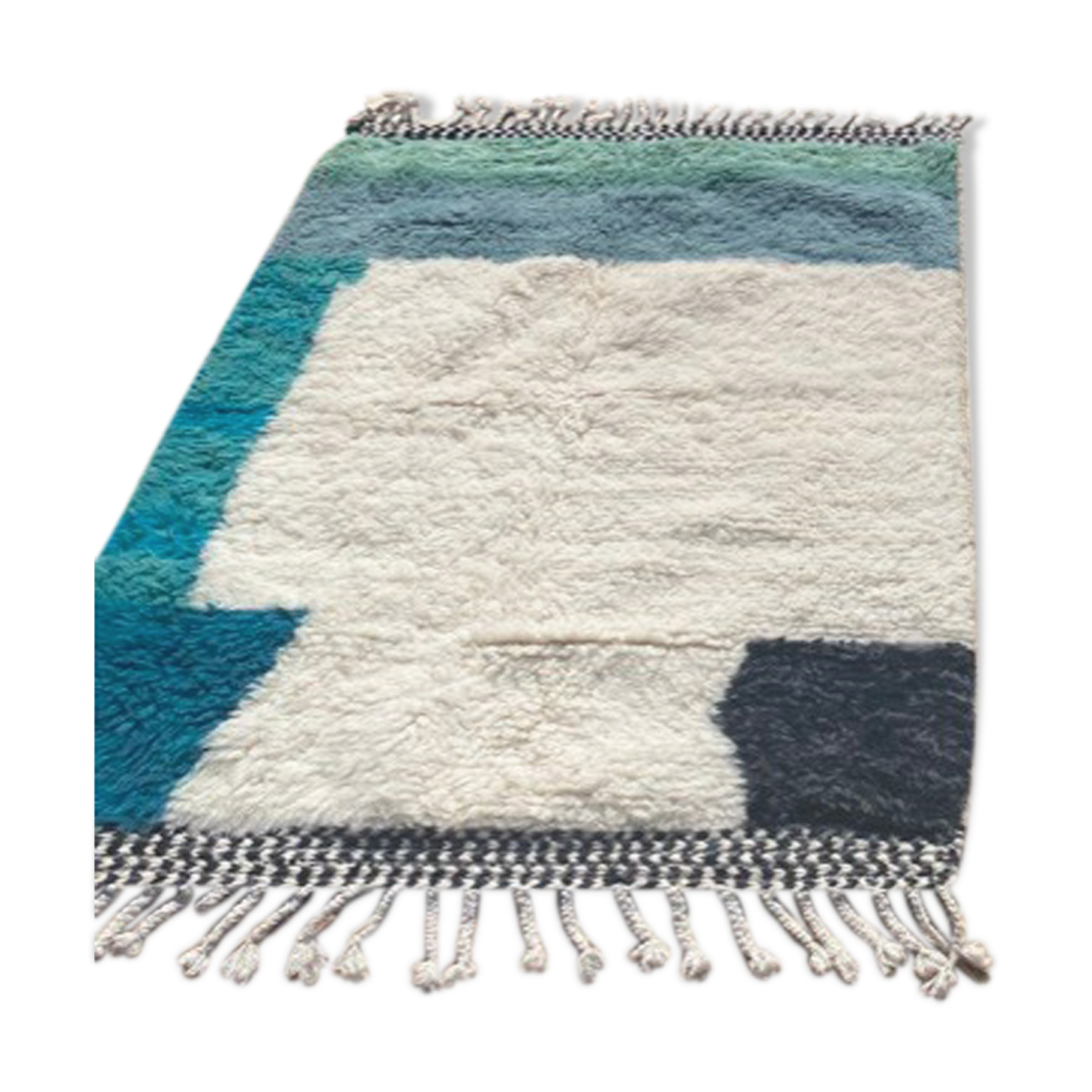 Berber carpet beni ouarain blue ocean