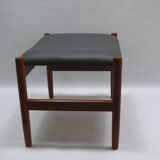 Ottoman stool, teak and leather, Spottrup, Denmark, 1960s