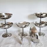 Set of 6 vintage footed ice cream bowls, made of 18/10 stainless steel.