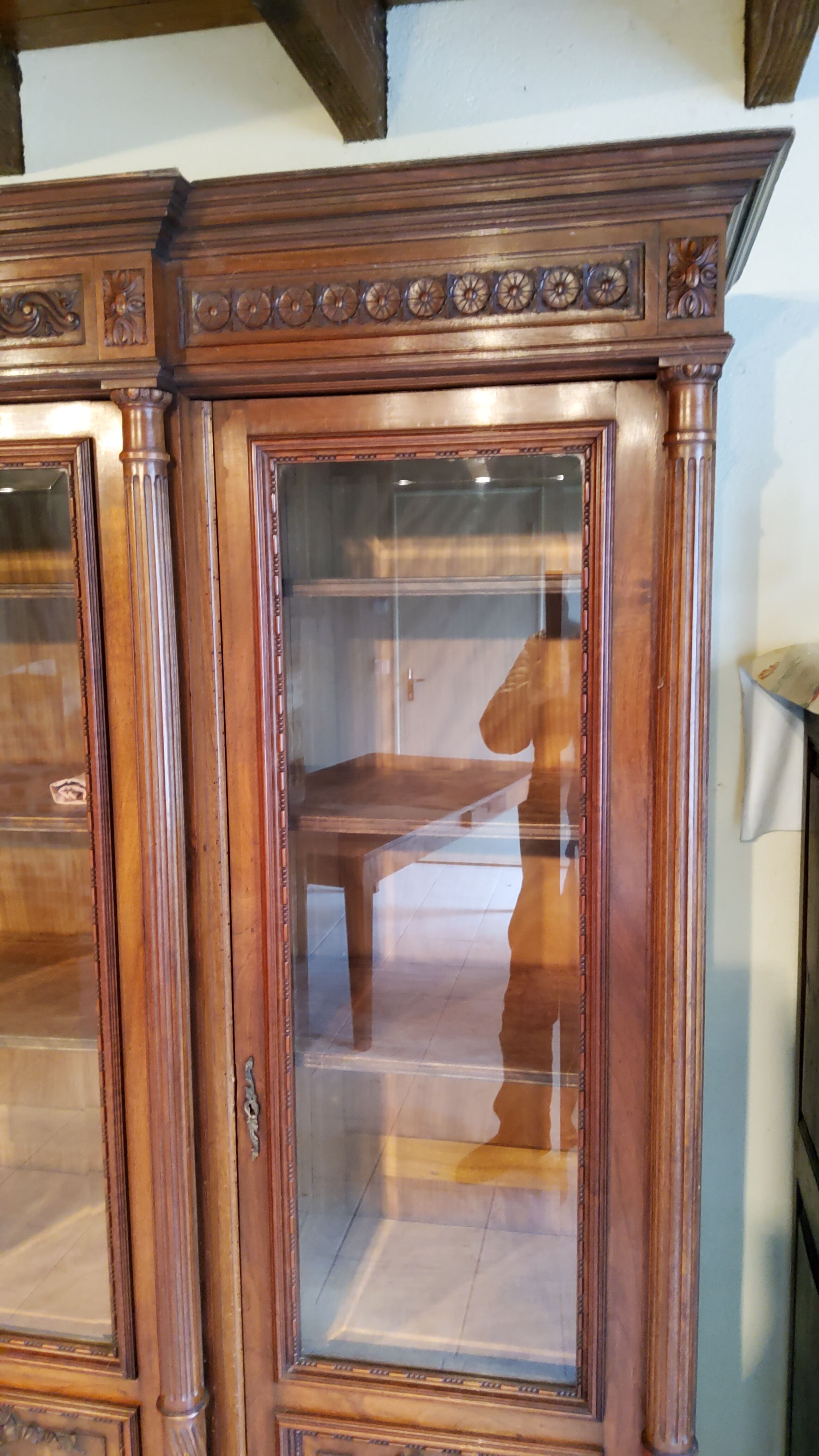 Late nineteenth century Louis XVI style library in walnut